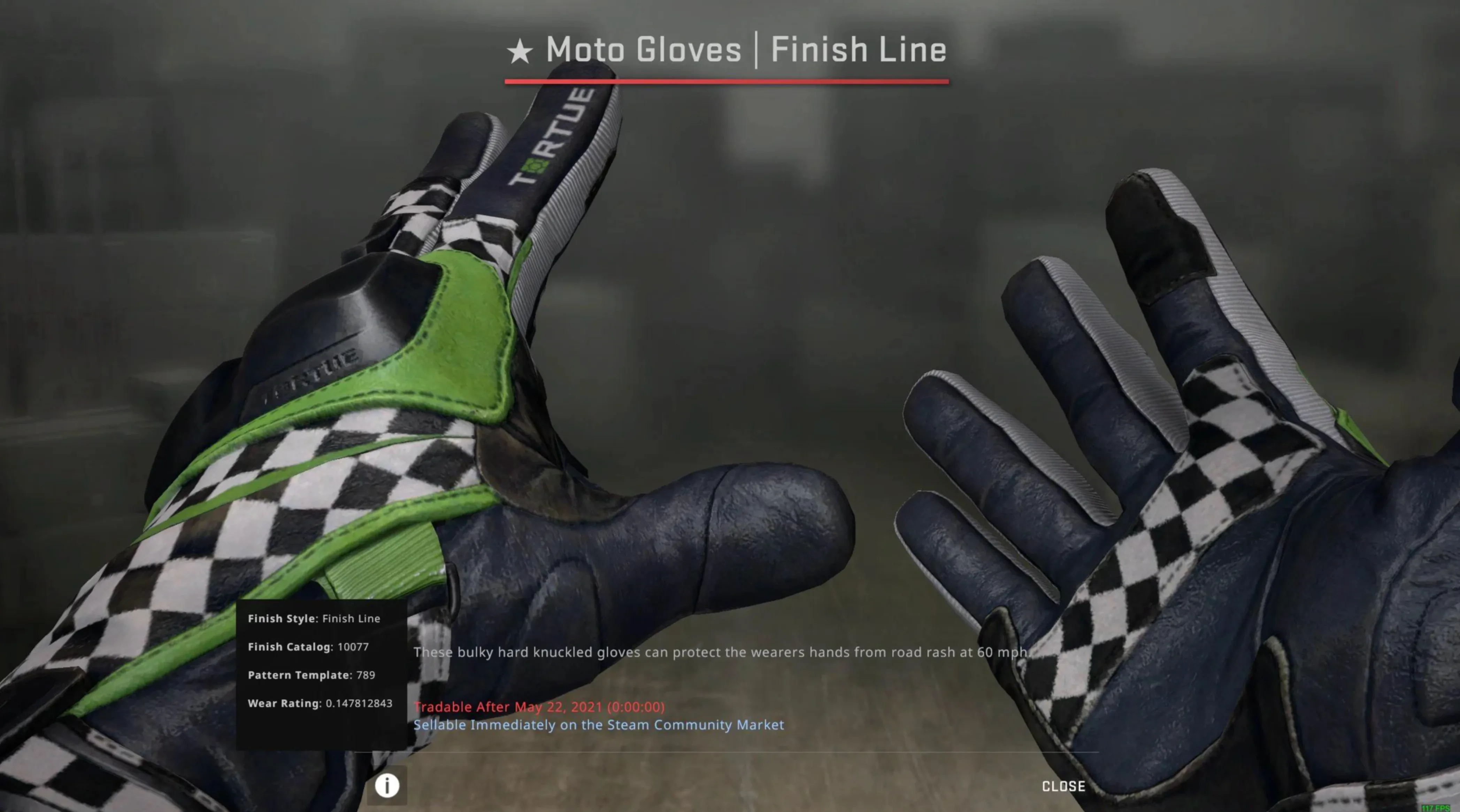 Moto Gloves Finish Line and gamma doppler knife